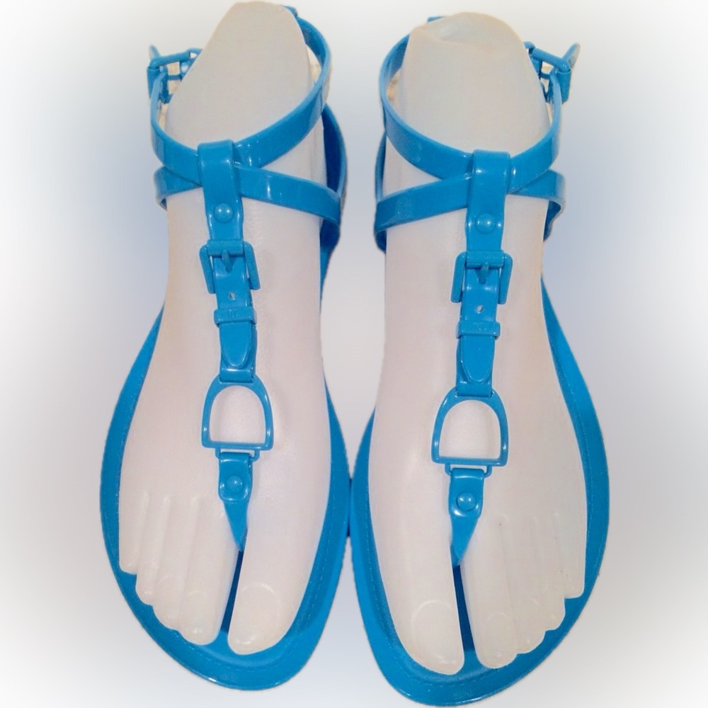 Ralph Lauren Collection Karly Jelly Turquoise Sandal New